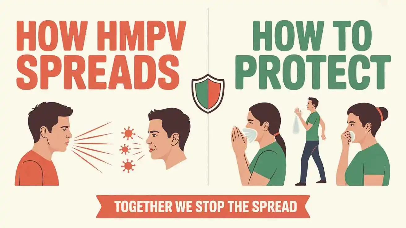 HMPV transmission methods compared with effective protection strategies showing how the virus spreads and prevention measures